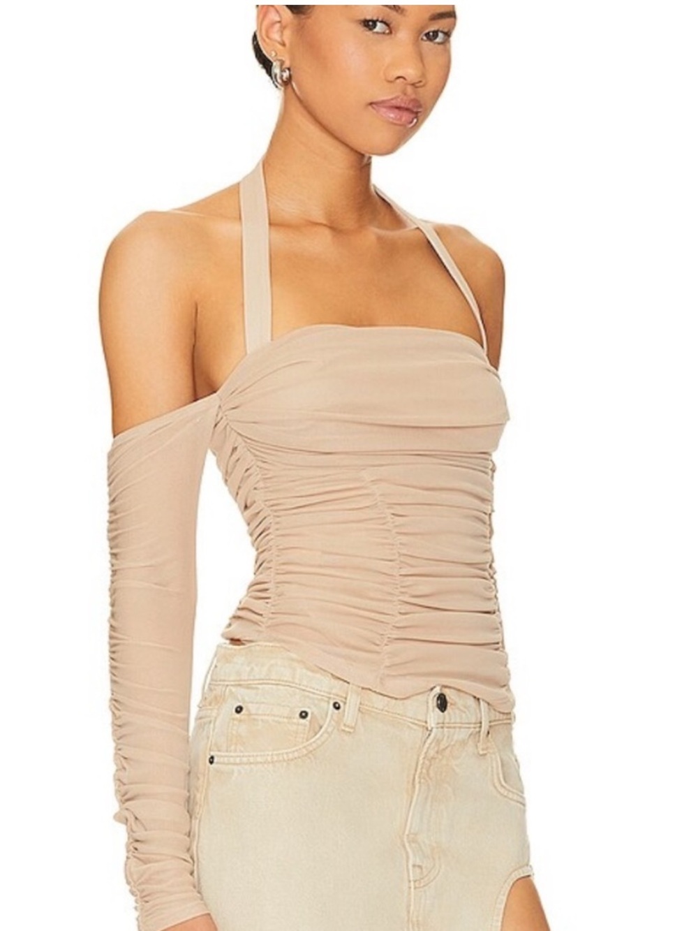 Lovers + Friends Ruched Off-Shoulder Bodysuit, Size M